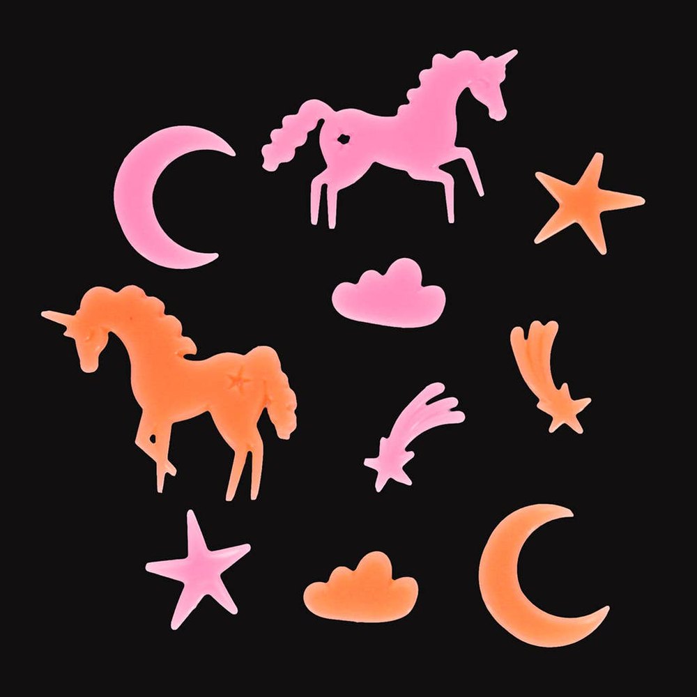 Glow in the dark stick-on shapes box of 24 - Unicorns 2