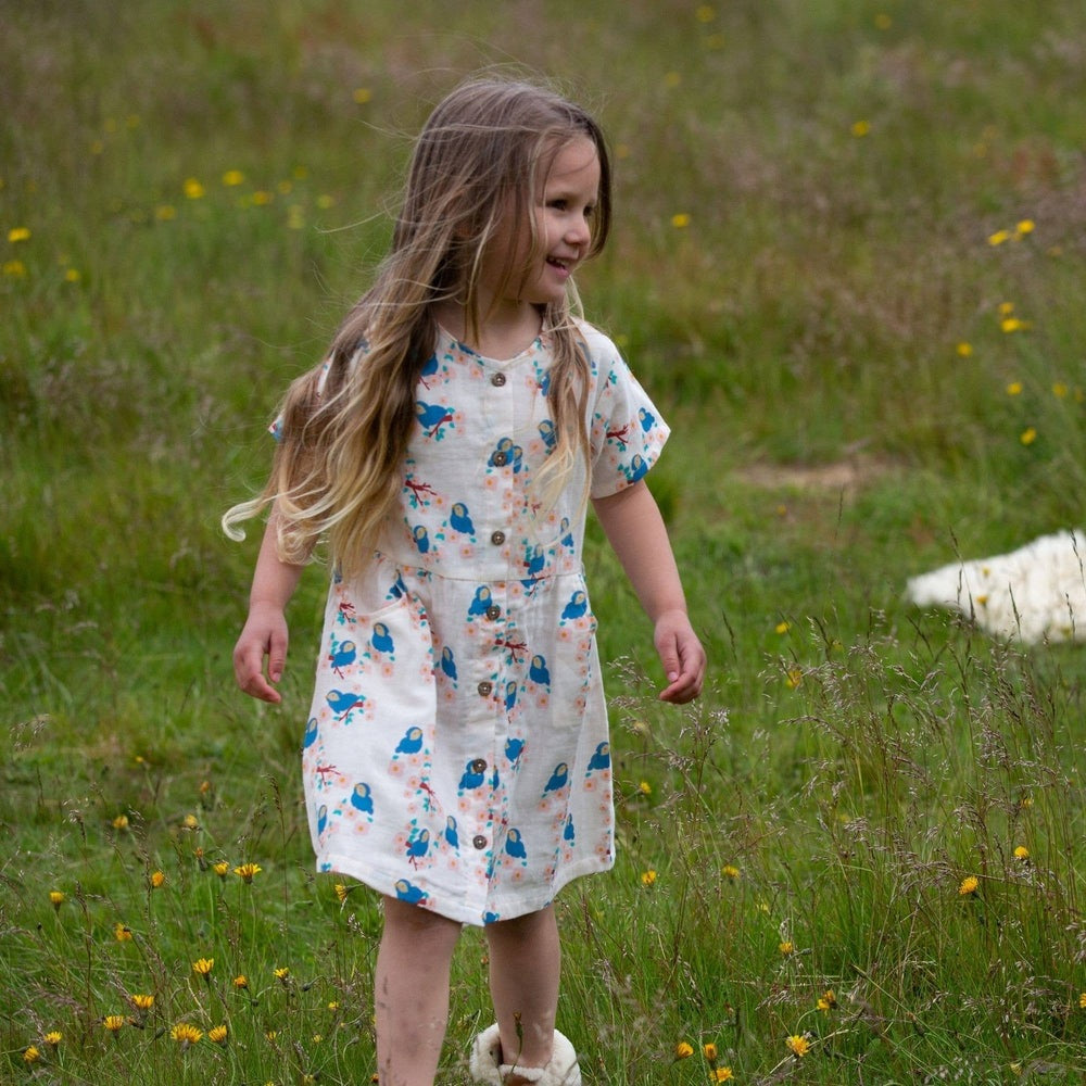 Bluebirds Button Through Short Sleeve Dress 4