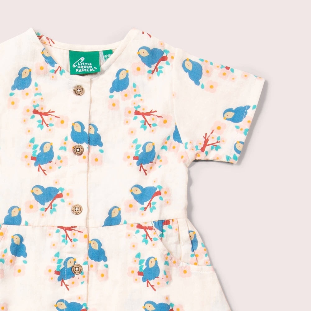 Bluebirds Button Through Short Sleeve Dress 5