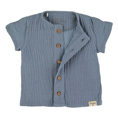 Sterntaler Organic Muslin Shirt and Short Set - Blue 