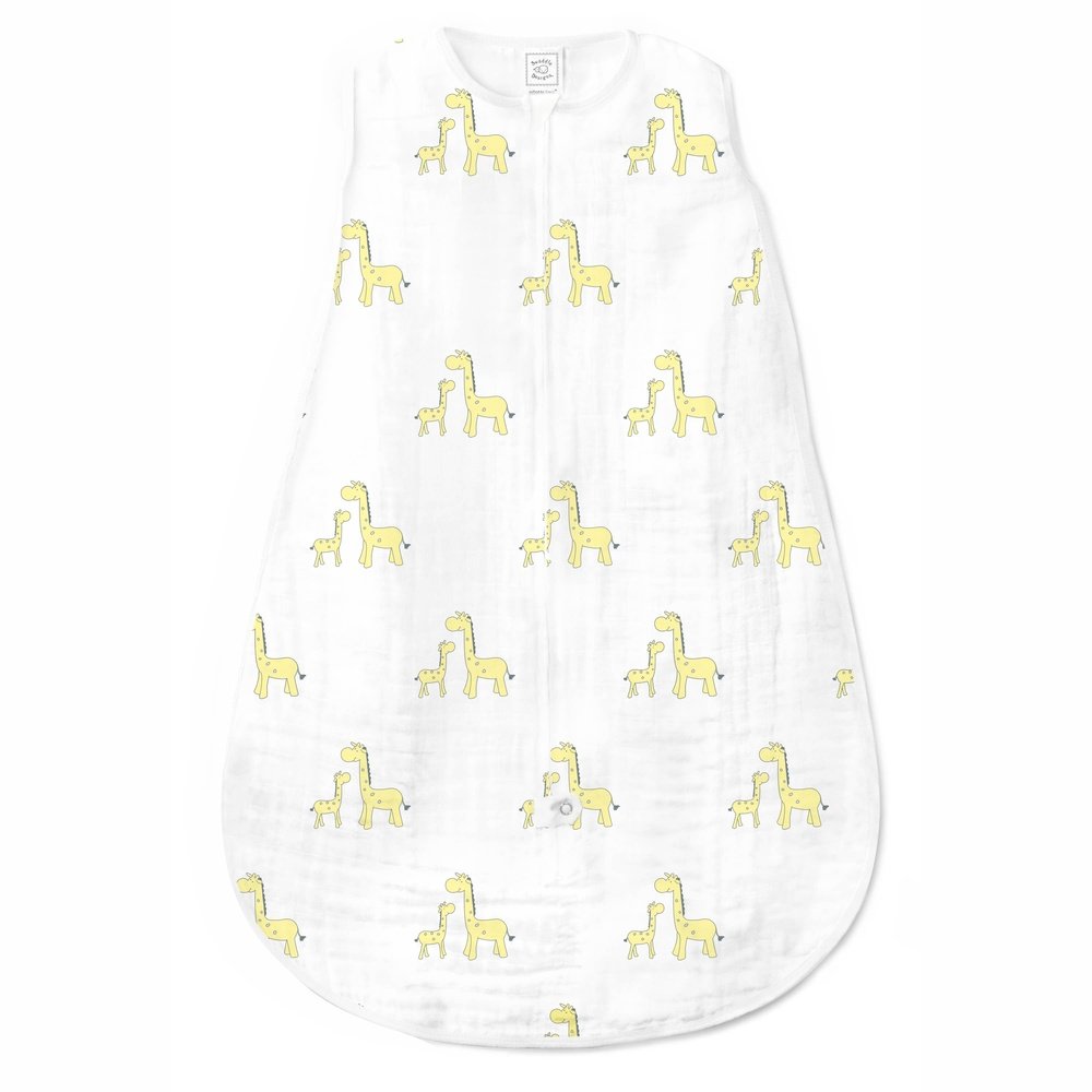SwaddleDesigns Muslin zzZipMe Sack, 2-Way Zip, Mama & Baby Giraffe, Yellow