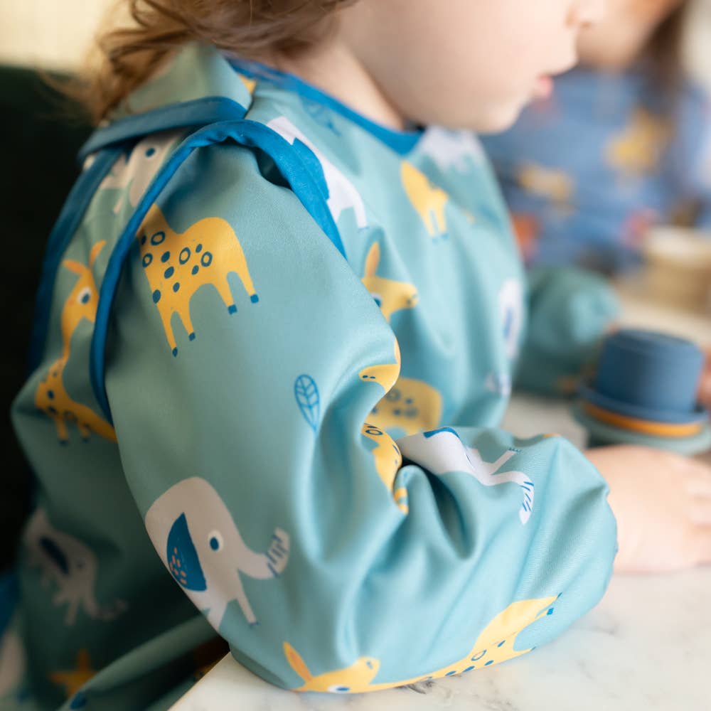 Coverall Feeding Bib - Giraffe and Elephant 6