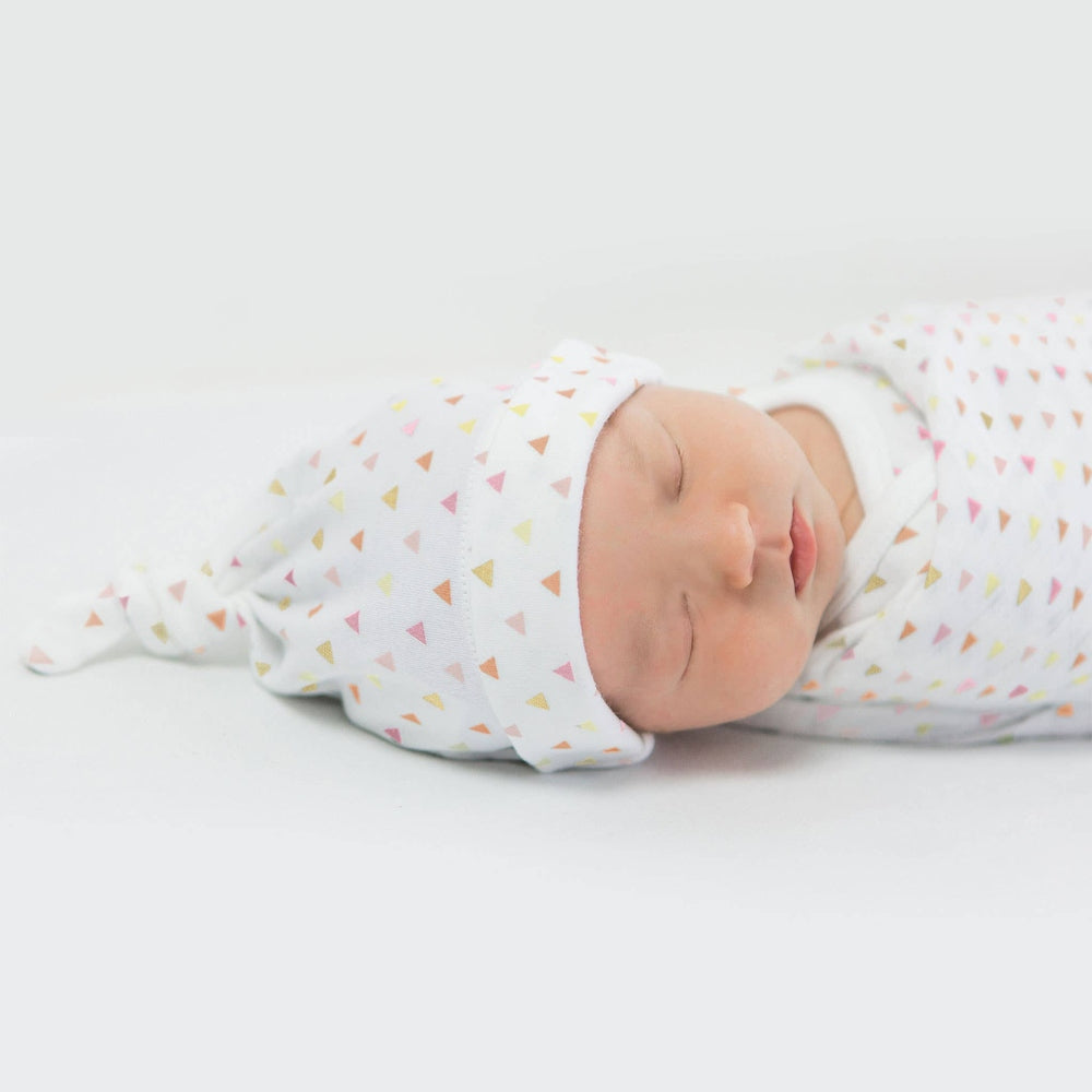 Newborn Hat, Tiny Triangles, Pink 2