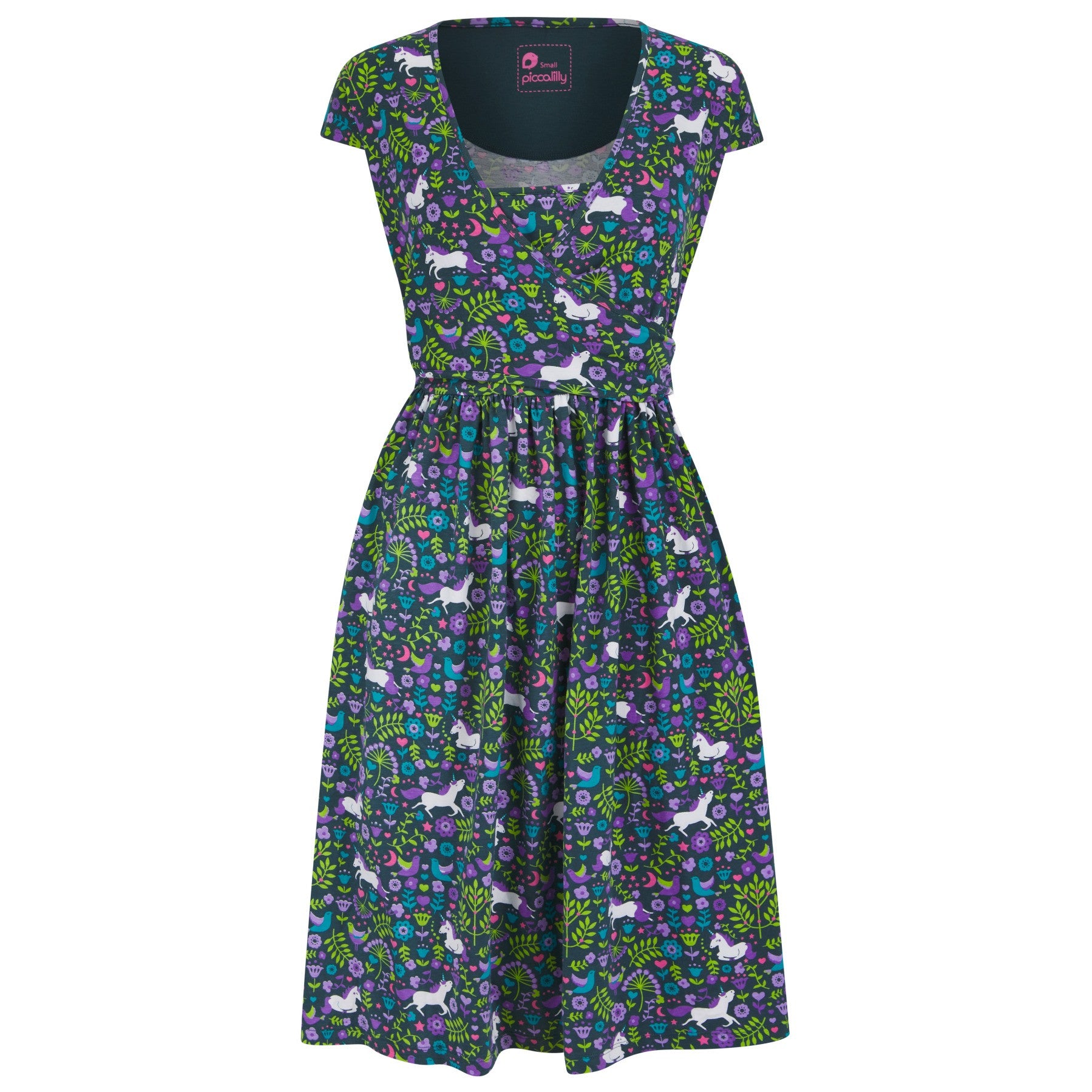 Piccalilly Adult Organic Wrap Dress - Unicorn Piccalilly Adult Organic Wrap Dress - Unicorn