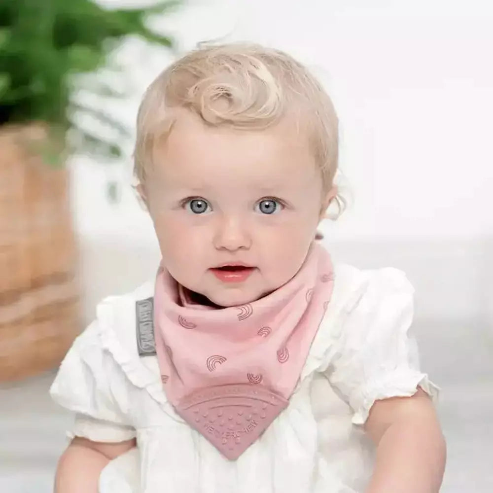 Neckerchew Teething Dribble Bib - Rainbow Rose 2
