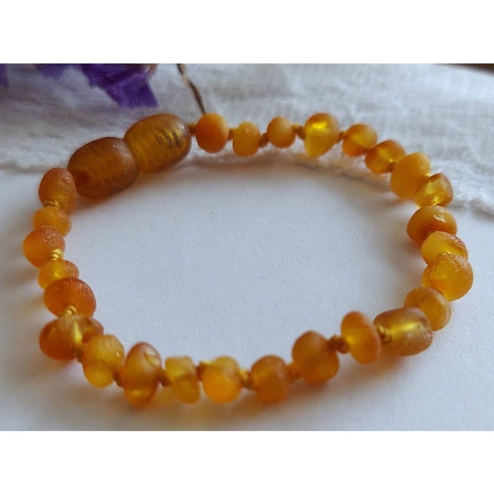 Amber Auksas Raw Rounded Honey Baltic Amber Bracelet/Anklet - 5.5" 