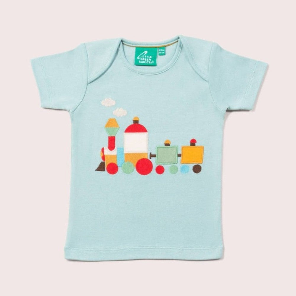 Little Green Radicals Little Train Applique Short Sleeve T-Shirt