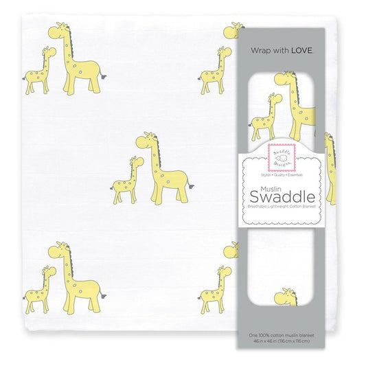 Mama & Baby Giraffe Muslin Swaddle Blanket, Premium Cotton 1