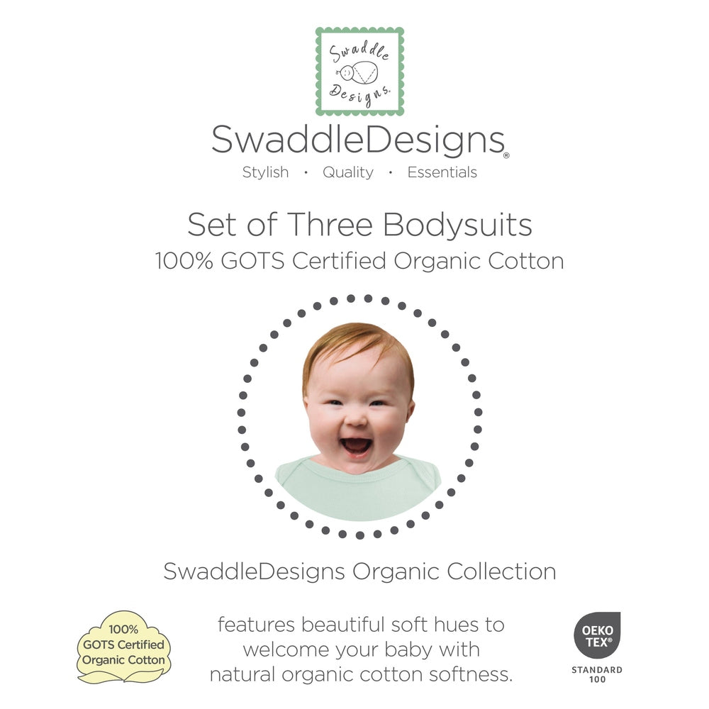 Organic Cotton Bodysuits - Soft Jadeite, White, Sand Dollar 6