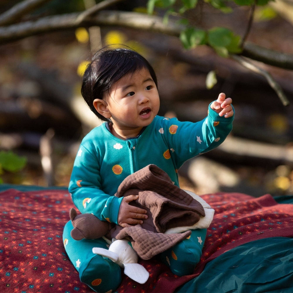 Turquoise Skies Zip Organic Babygrow 2