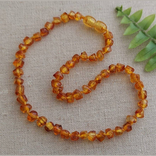 Amber Auksas Faceted Honey Baltic Amber Necklace - 13" 