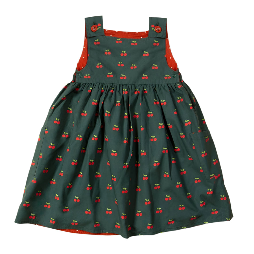 Olive Cherries Reversible Pinny Dress 1
