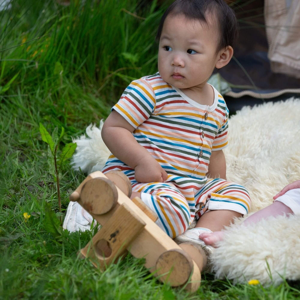 Cream Rainbow Organic Summer Romper 3