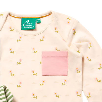 Little Green Radicals Pink Flowers Organic T-Shirt & Jogger Playset 