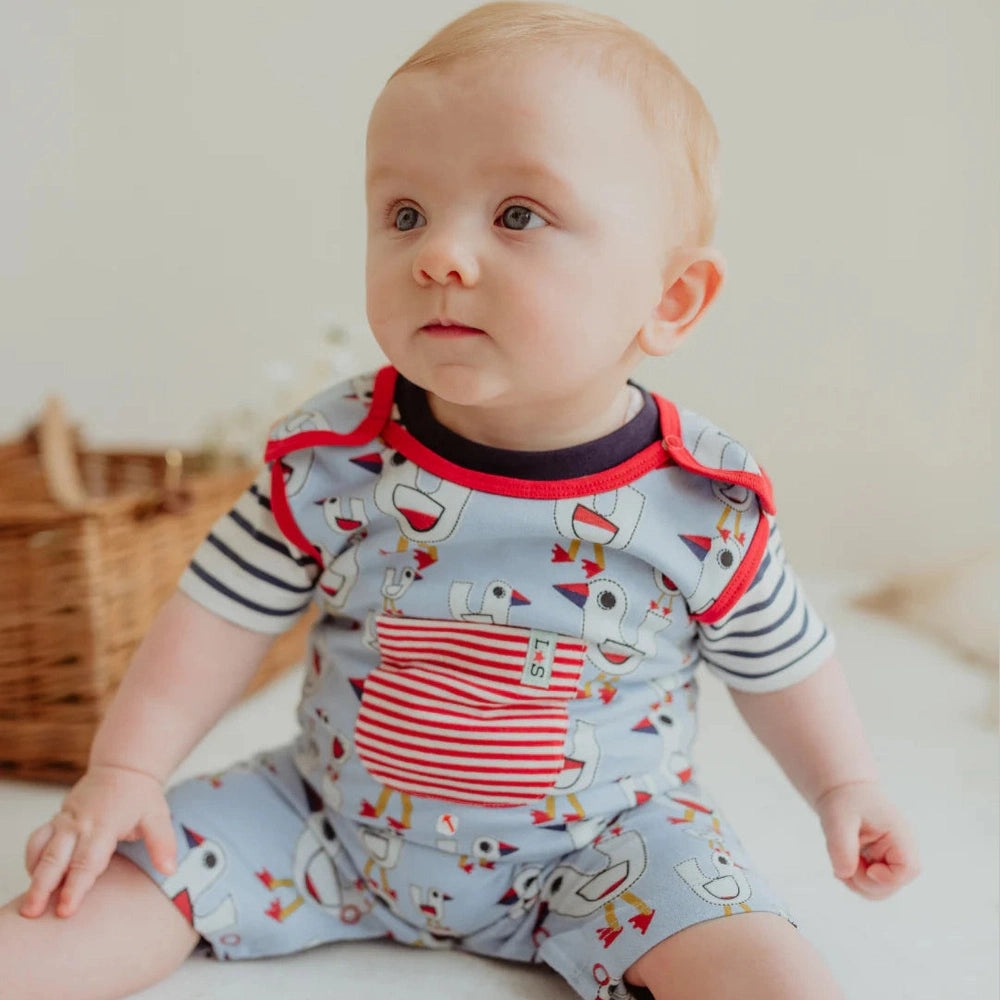 Sandy Seagull Shortie Dungaree Set 2