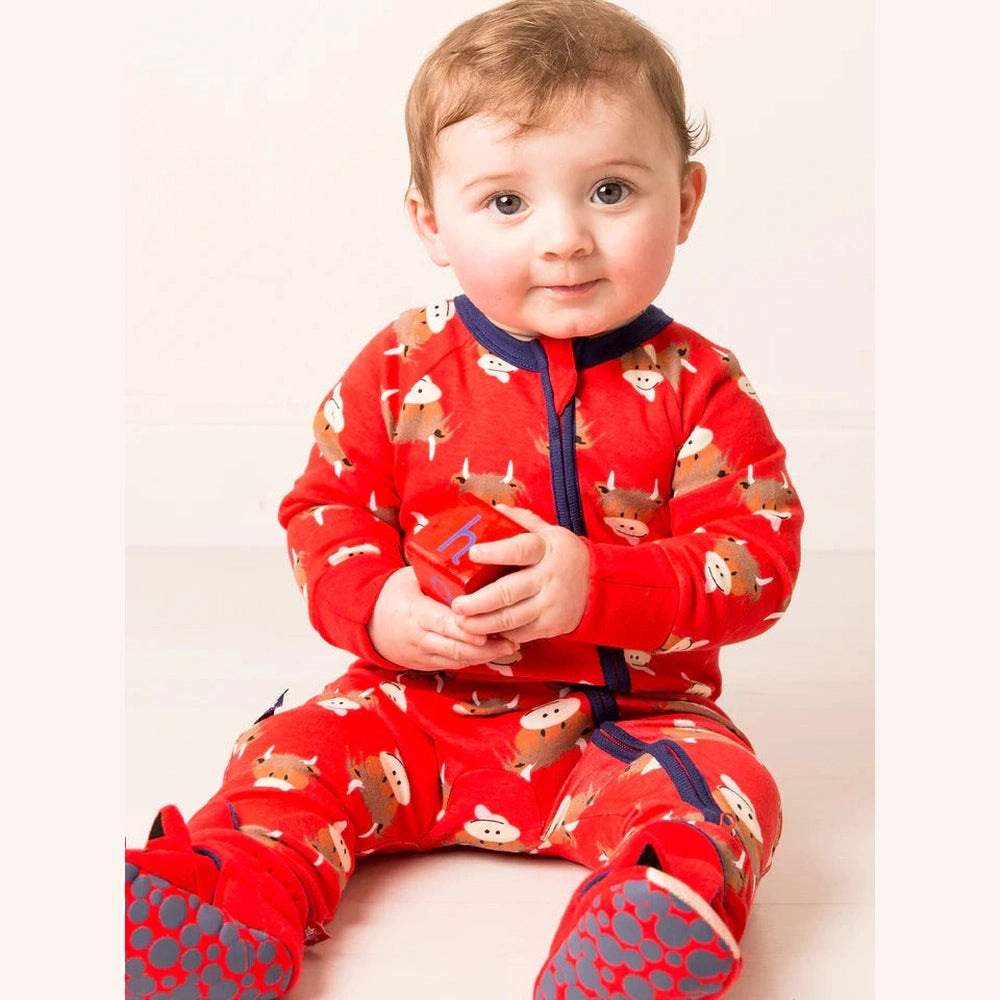 Hamish Highland Cow Zip Romper 1
