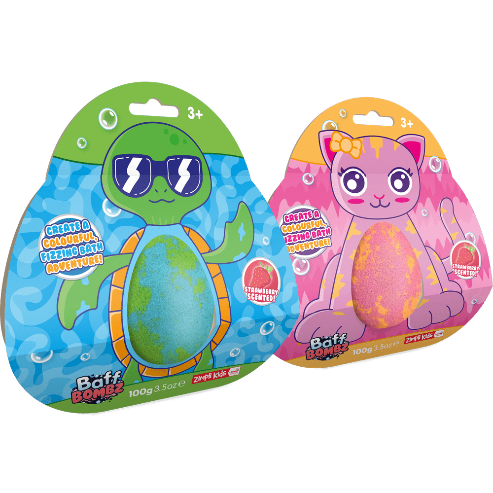 Zimpli Large Cat & Turtle Bath Bombs - Colourful Kids Bath 1