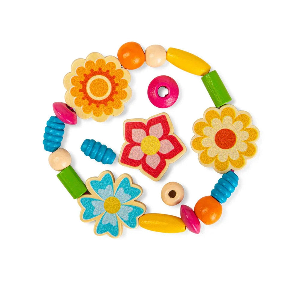 Bigjigs Toys Summer Flowers Jewellery Set- Kids Wooden Bead Bracelet Making Kit 4
