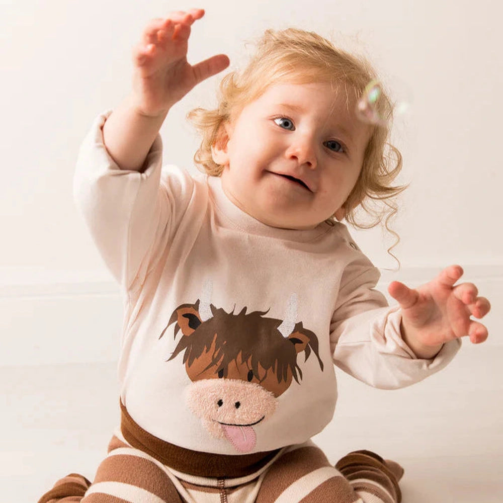 Neutral Hamish Highland Cow Applique Top 2