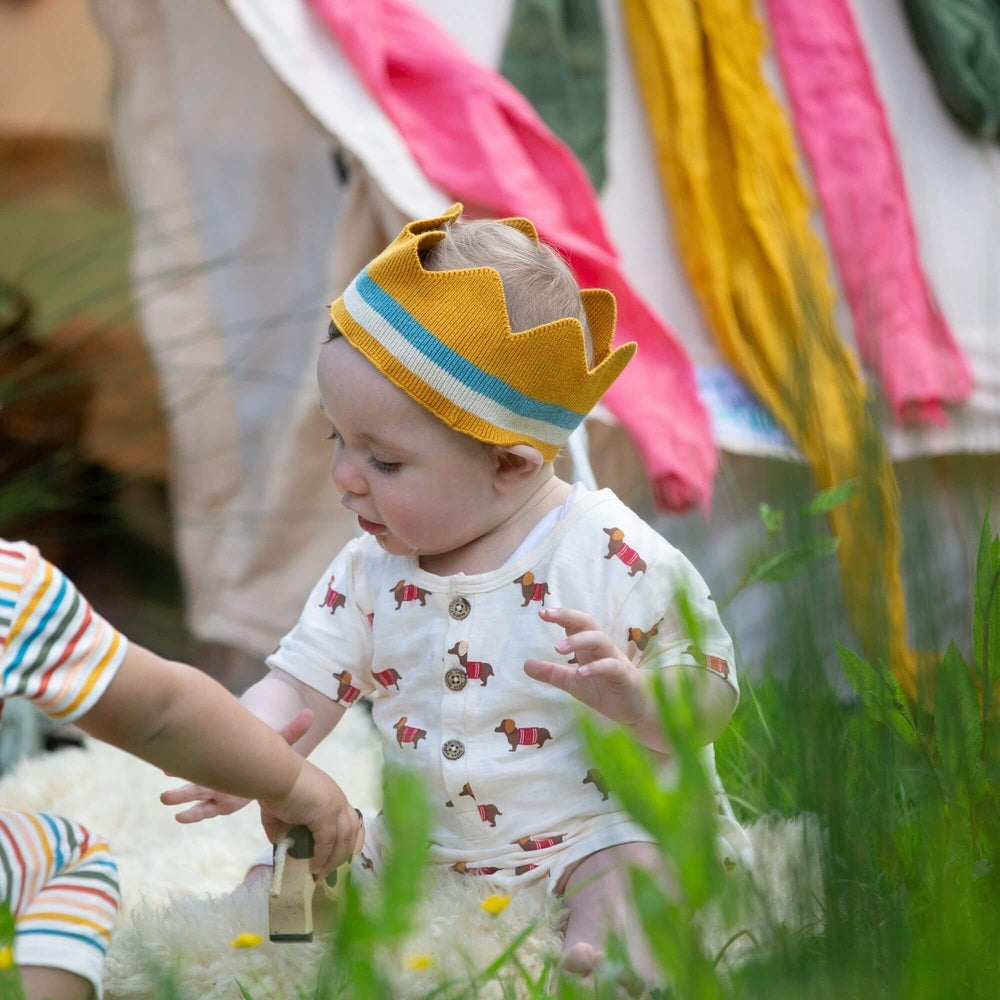 Cream Sausage Dogs Organic Summer Romper 5