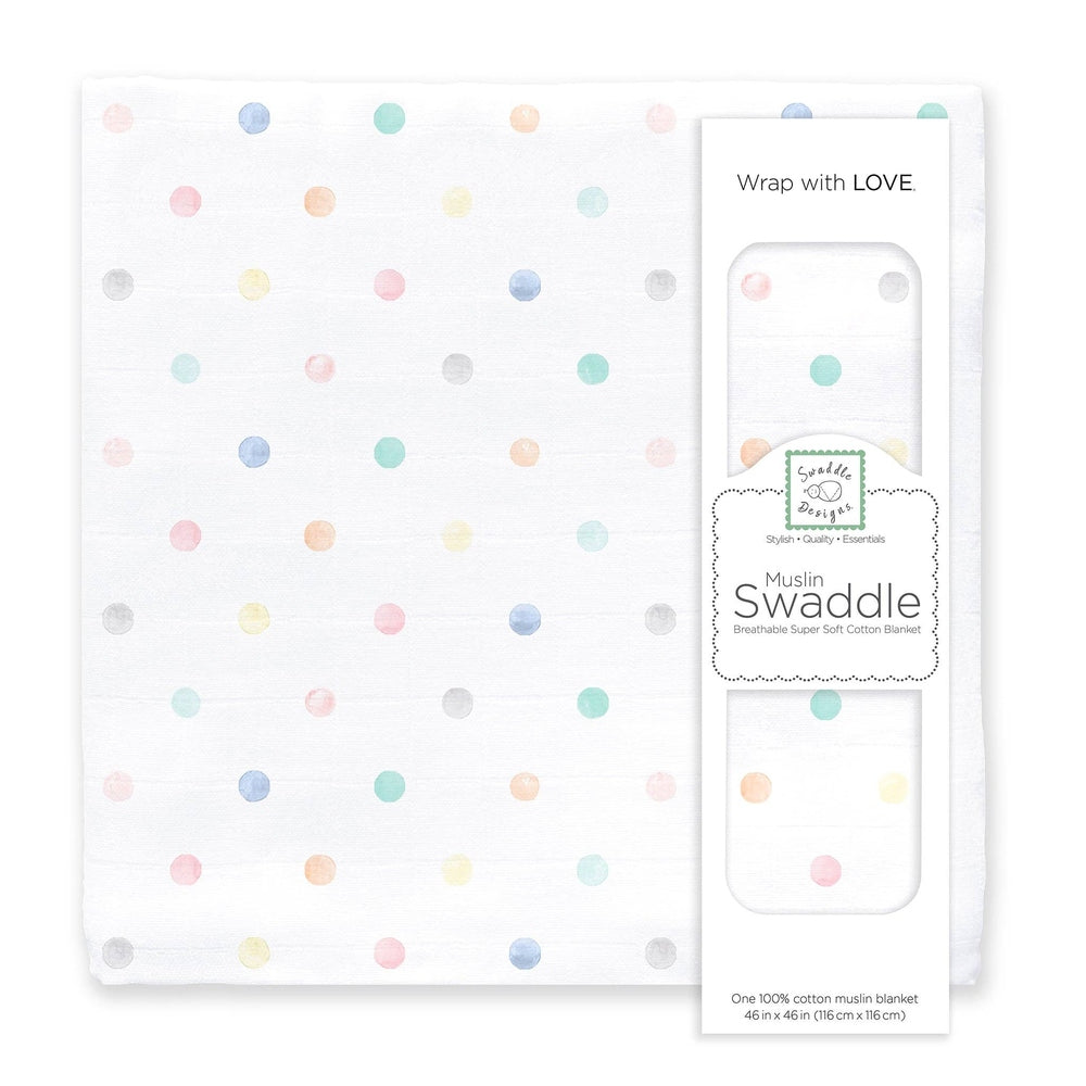 Muslin Swaddle Single - Watercolor Mini Multi Dots 1