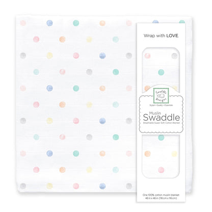 Muslin Swaddle Single - Watercolor Mini Multi Dots 1