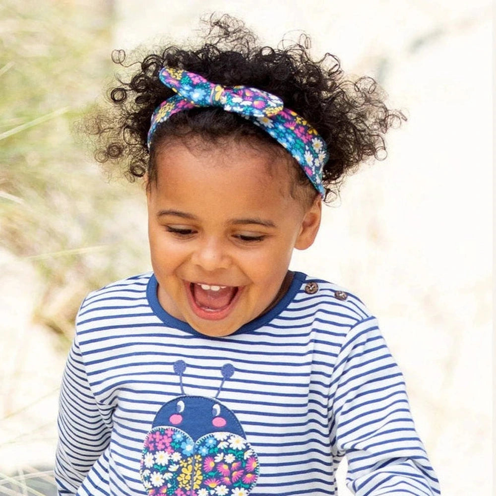 Flower Patch Bowband - Navy 2