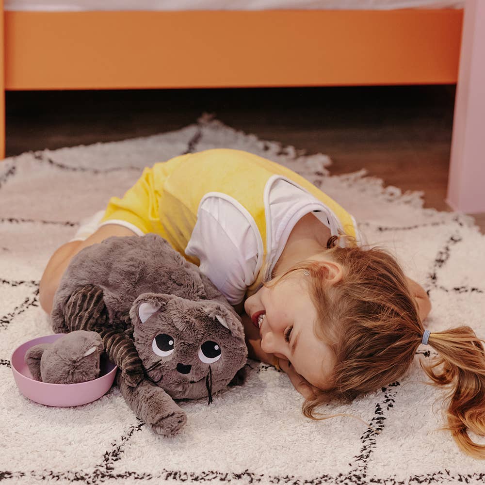 Les Ptipotos Charlie The Cat Mum & Baby Brown Grey 4