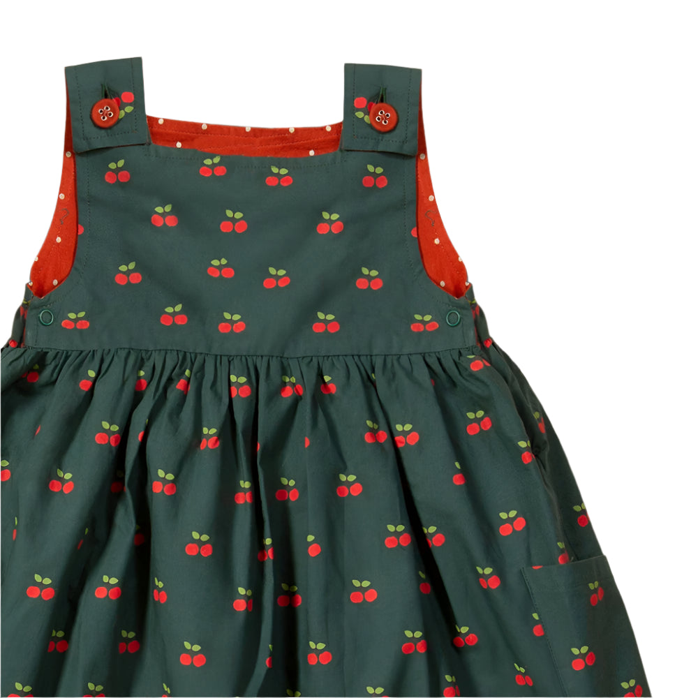 Olive Cherries Reversible Pinny Dress 3