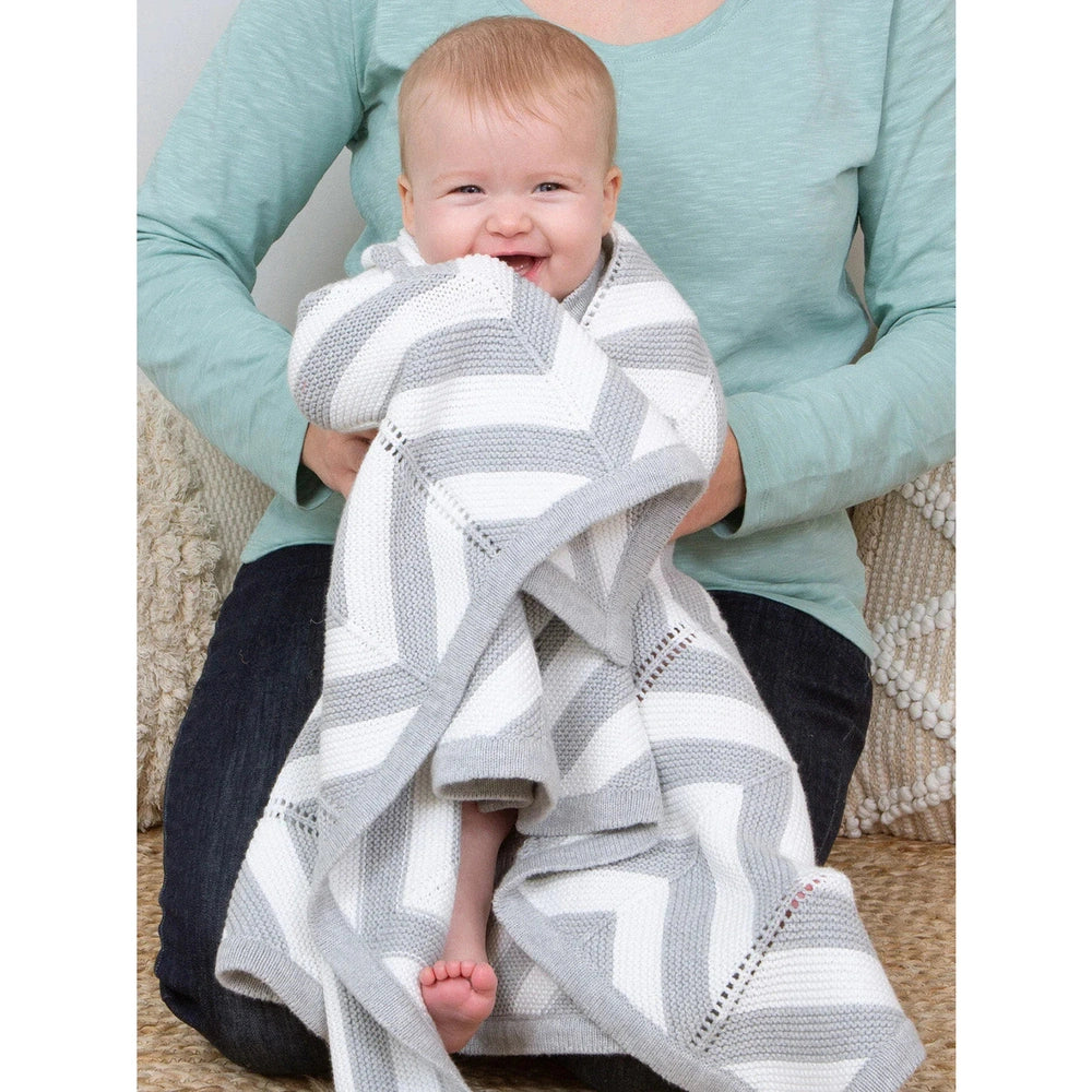Chevron Knit Blanket - Grey Marl 2