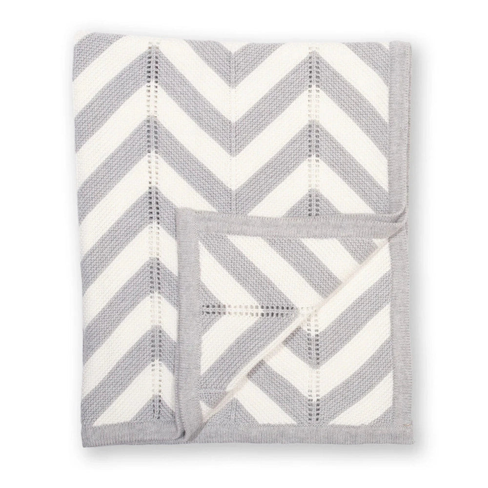 Chevron Knit Blanket - Grey Marl 1