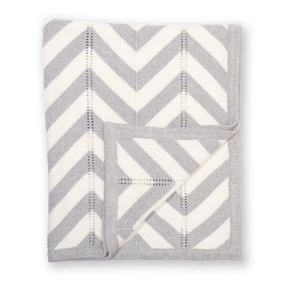 Chevron Knit Blanket - Grey Marl 1