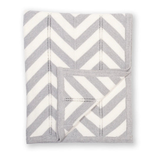 Chevron Knit Blanket - Grey Marl 1