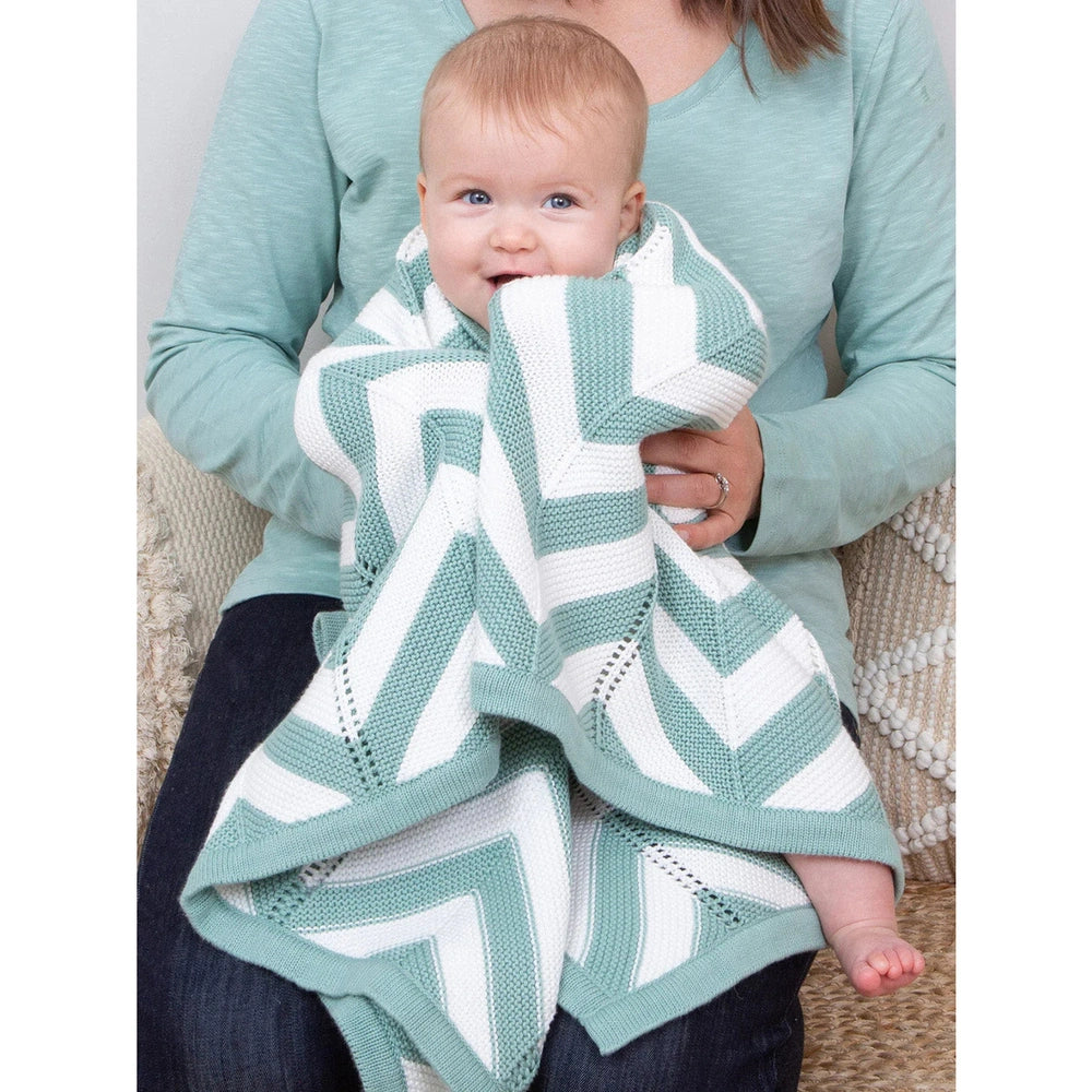 Chevron Knit Blanket - Soft Spruce 3