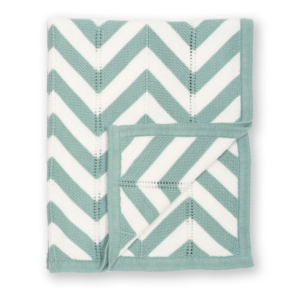 Chevron Knit Blanket - Soft Spruce 2