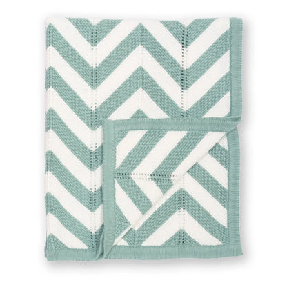 Chevron Knit Blanket - Soft Spruce 2