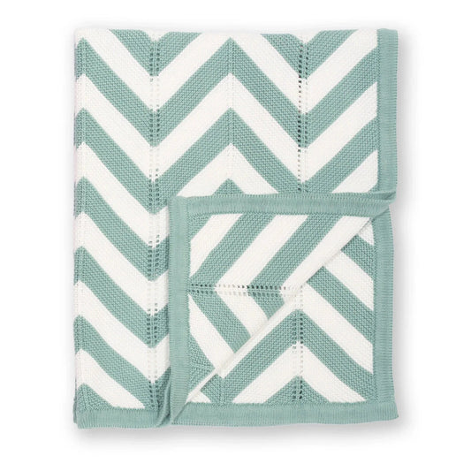 Chevron Knit Blanket - Soft Spruce 2