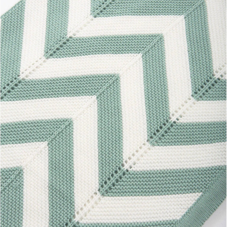 Chevron Knit Blanket - Soft Spruce 1
