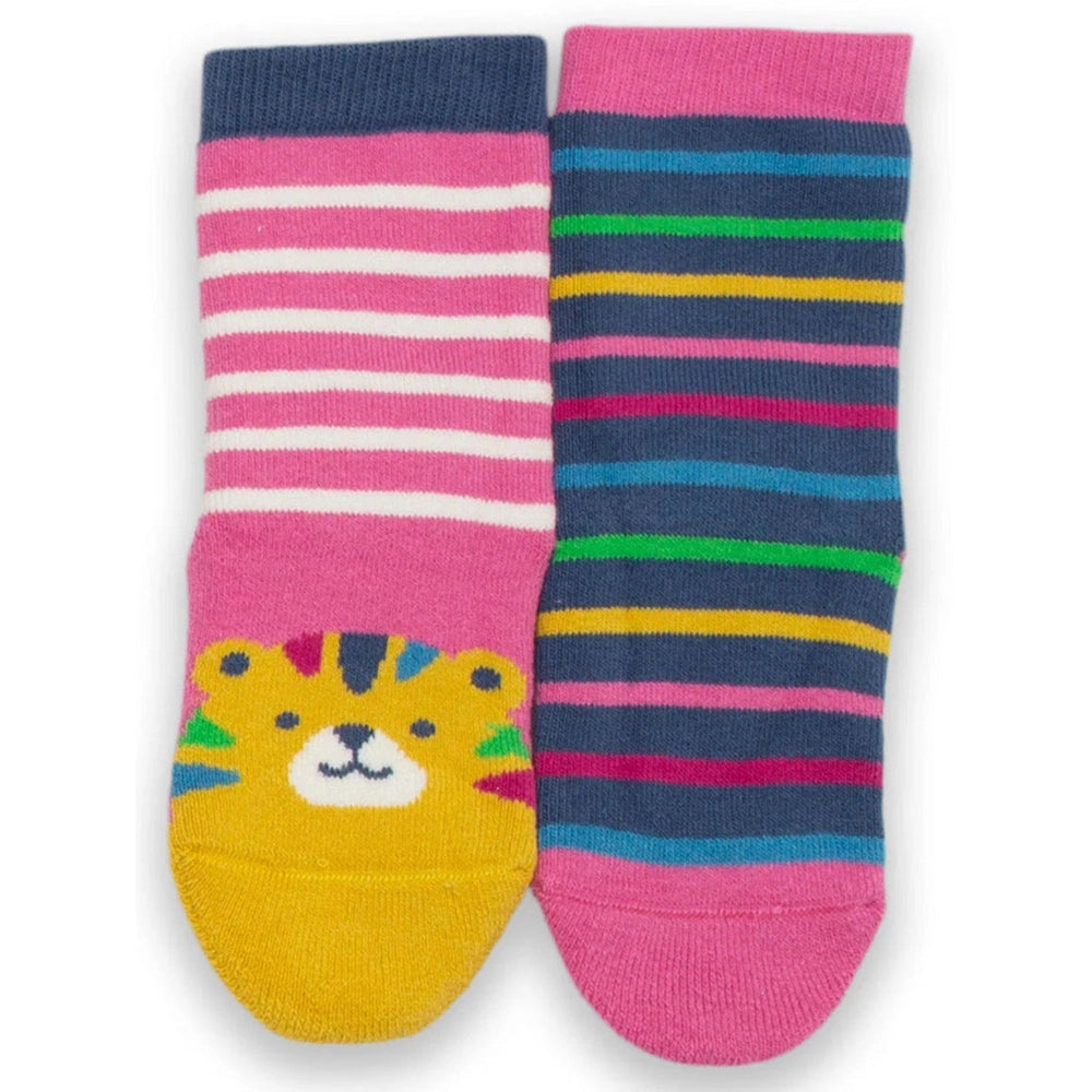 Tiger Face Grippy Socks Blush 1