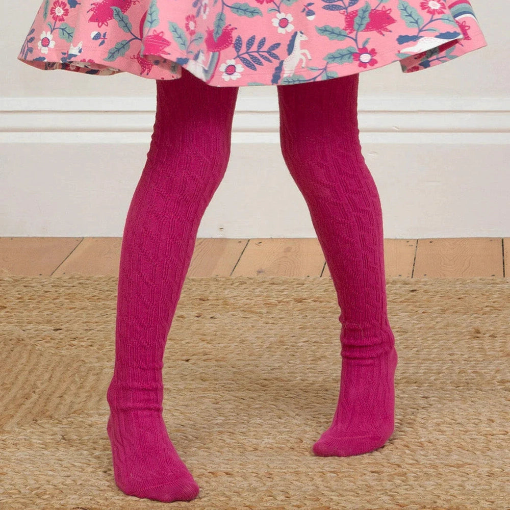 Cable Tights - Berry 3