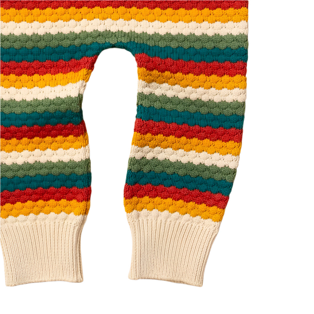 Honeycomb Rainbow Striped Tie Waist Knitted Joggers 3