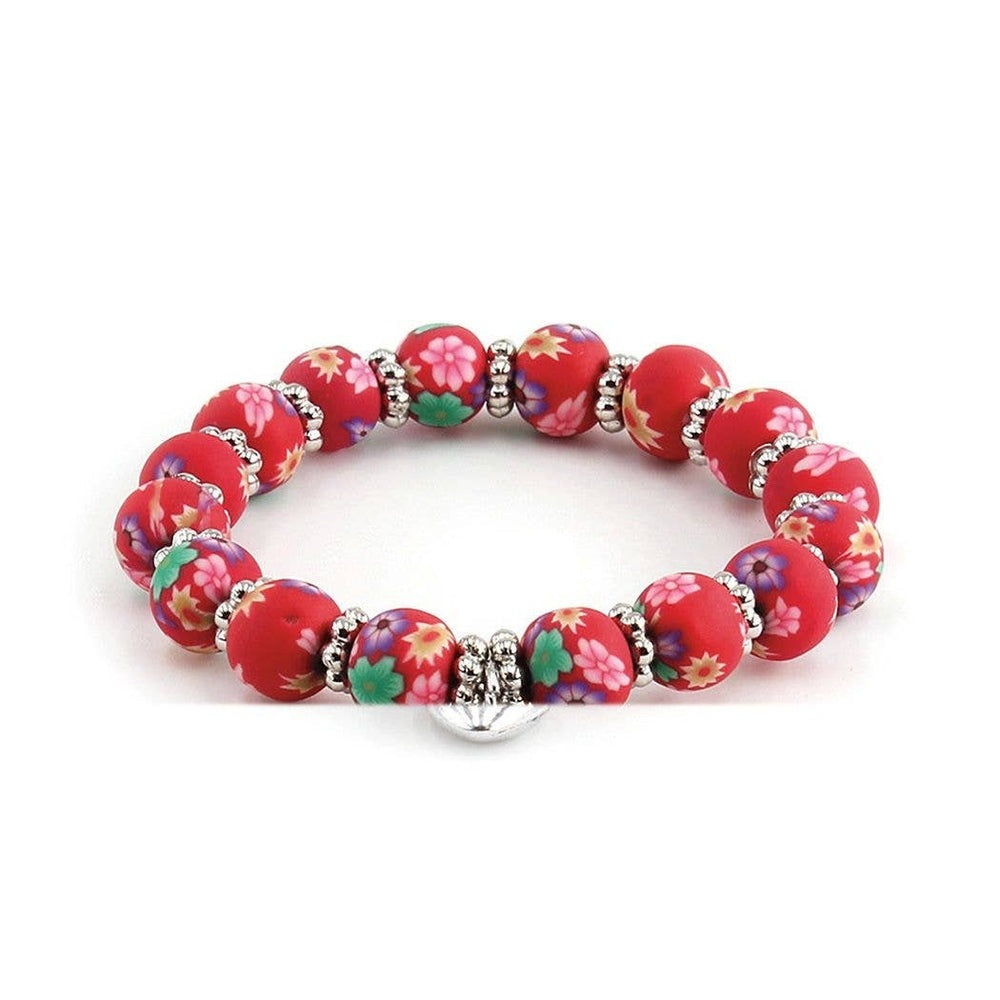 Kids Clay Bead Bracelet With Heart Charm 12 Colors Options 6
