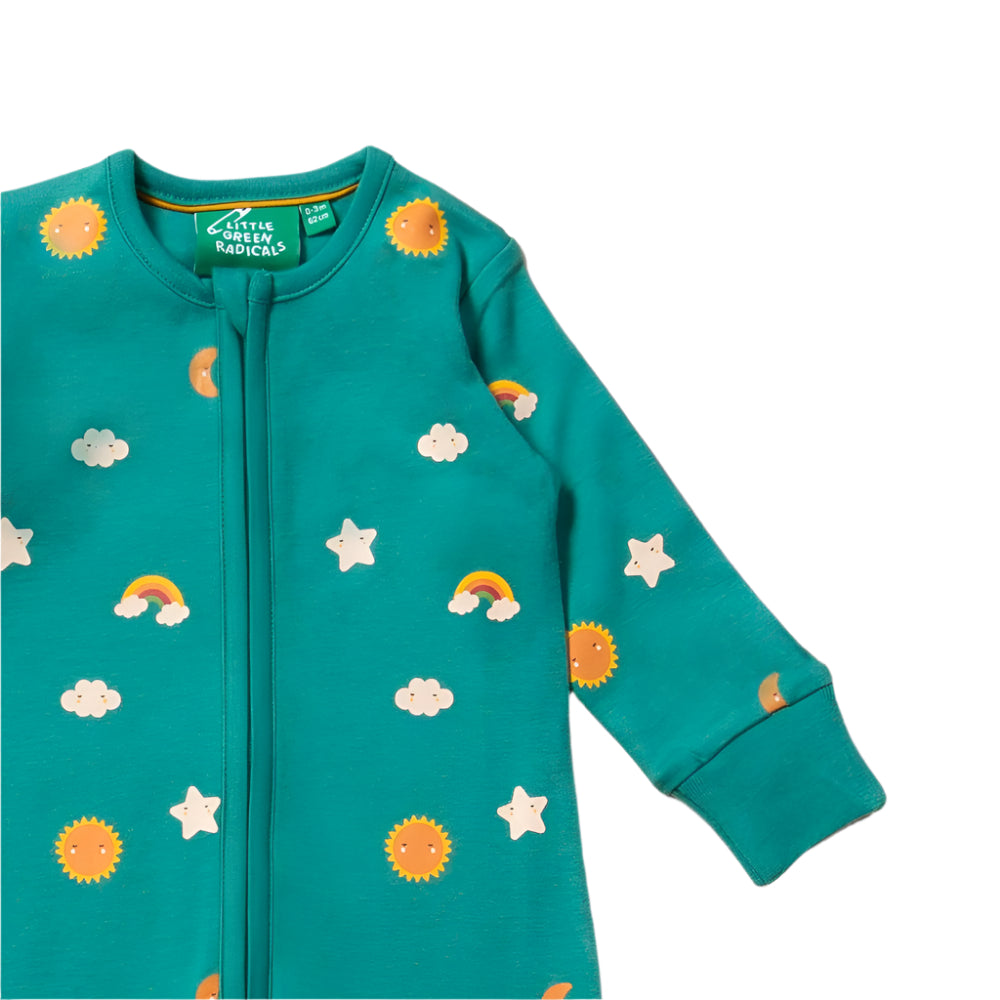 Turquoise Skies Zip Organic Babygrow 7