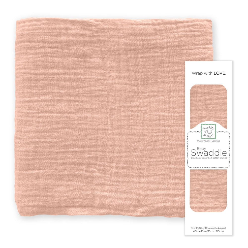 Peach Blush Muslin Swaddle Blanket, Premium Cotton 1