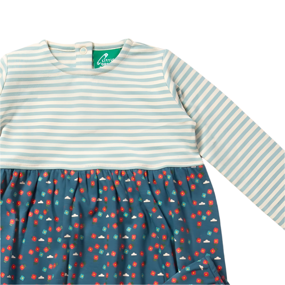 Blue Flowers Easy Peasy Long Sleeve Dress 2