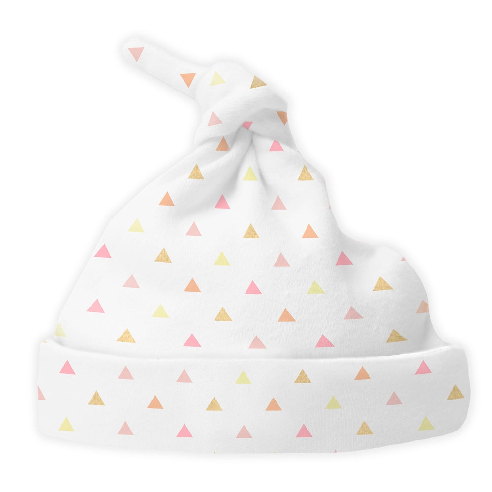 Newborn Hat, Tiny Triangles, Pink 1