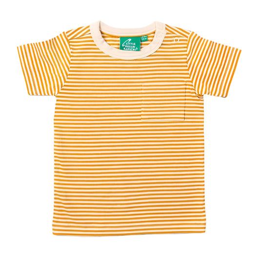 Soft Gold Striped Organic Short Sleeve T-Shirt 1