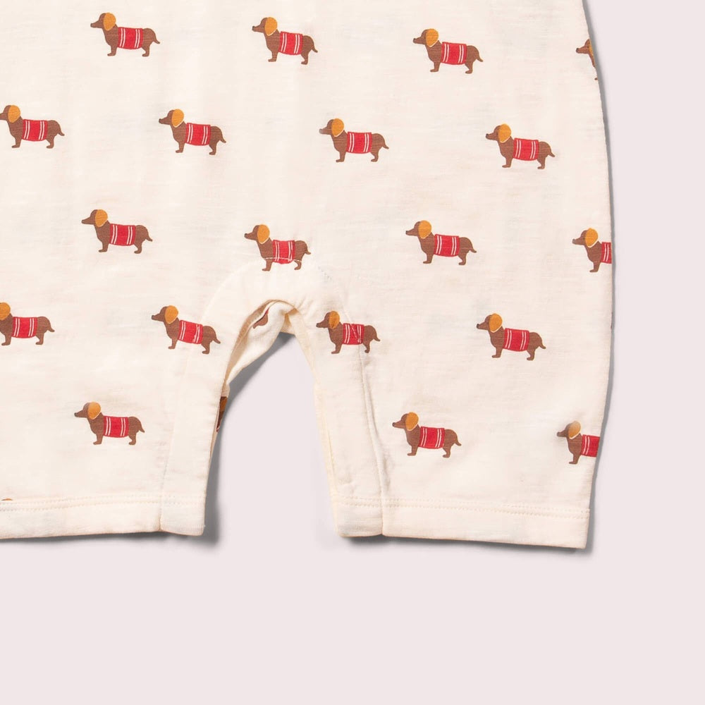 Cream Sausage Dogs Organic Summer Romper 4