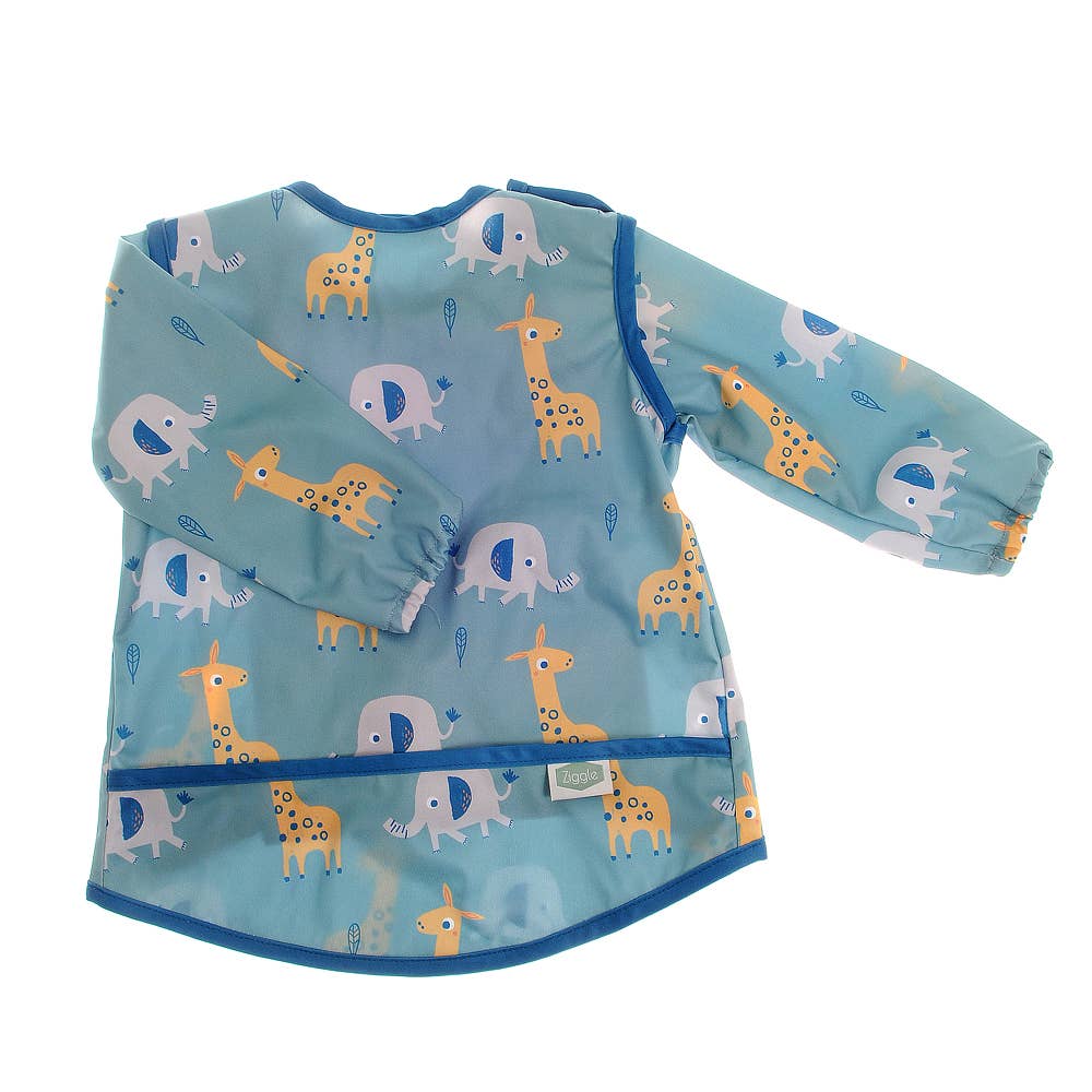 Coverall Feeding Bib - Giraffe and Elephant 1