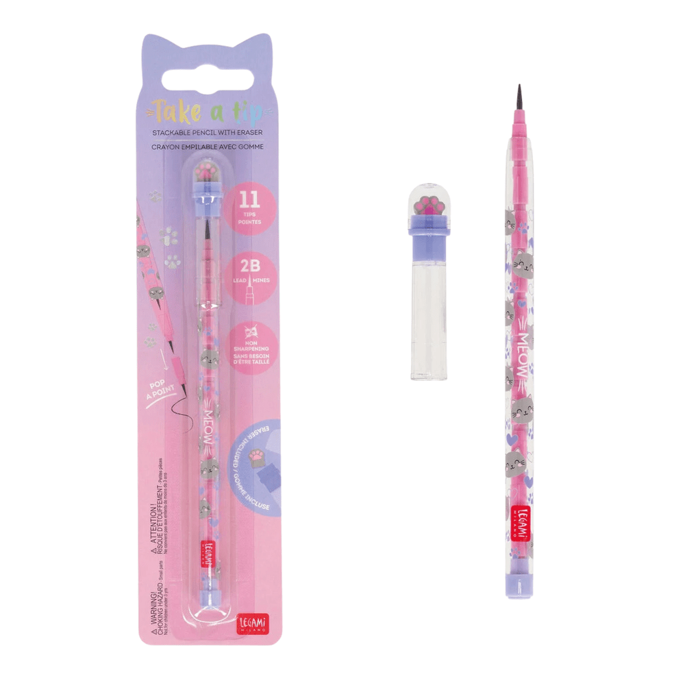 Stackable Pencil with Eraser - Take a Tip - Various Designs 5